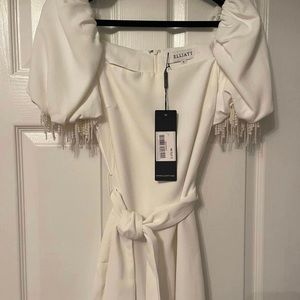 Elliatt White Dress with Pearl Detail